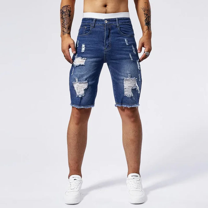 Shred Line Denim Shorts