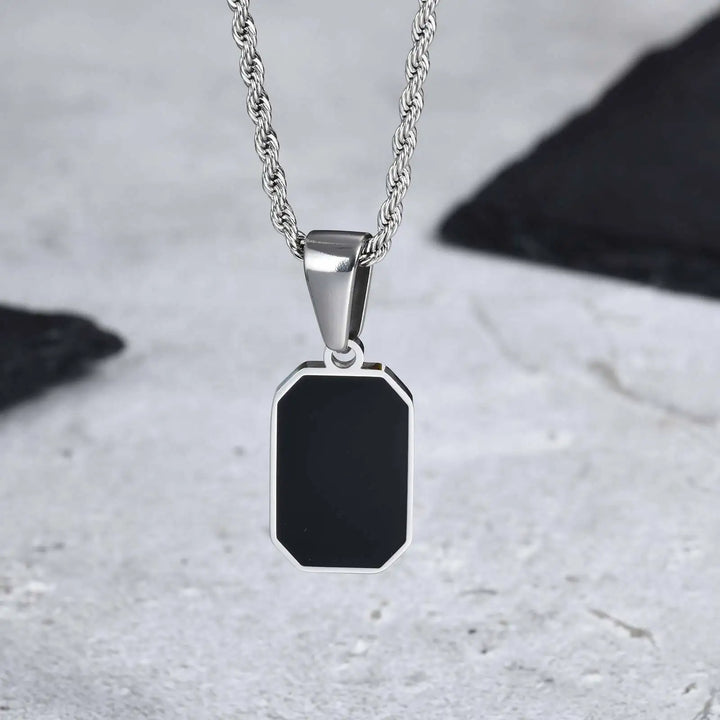 Onyx Stainless Steel Pendent Necklace