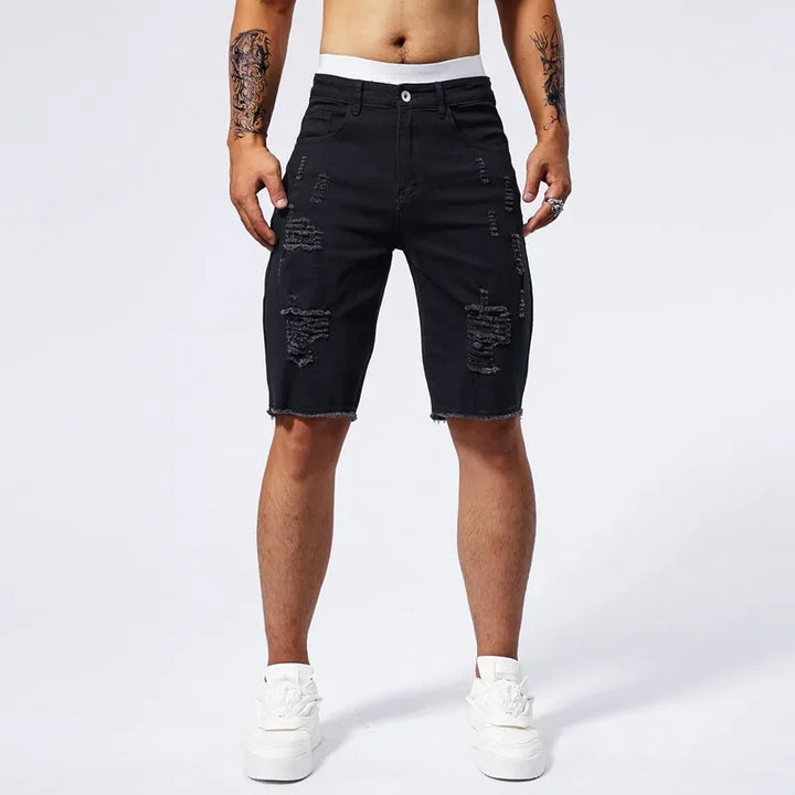 Shred Line Denim Shorts
