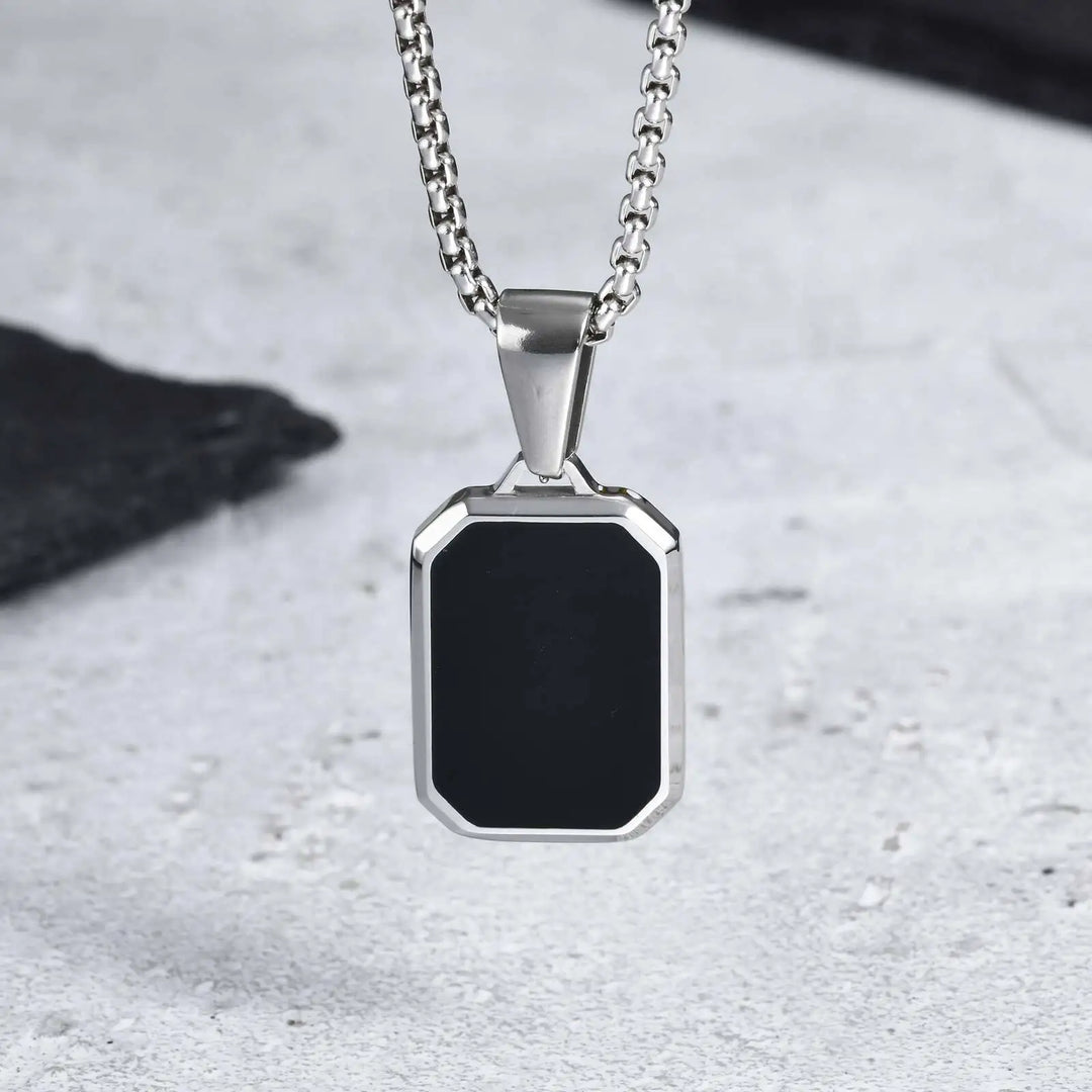 Onyx Stainless Steel Pendent Necklace