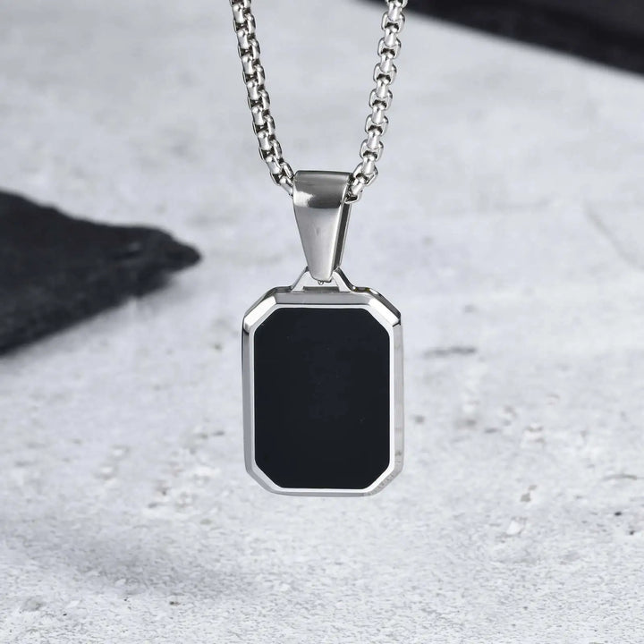 Onyx Stainless Steel Pendent Necklace