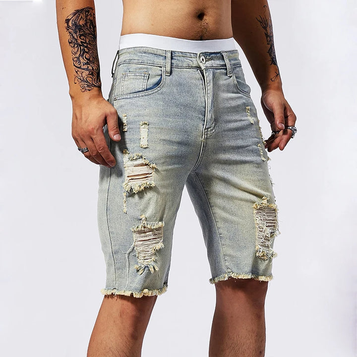 Shred Line Denim Shorts