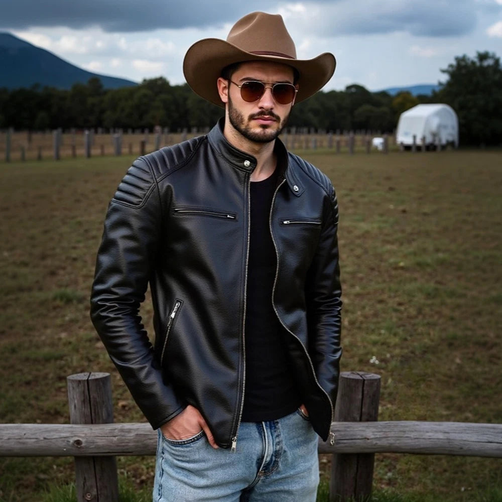 "The Bronco" Cowhide Biker Jacket