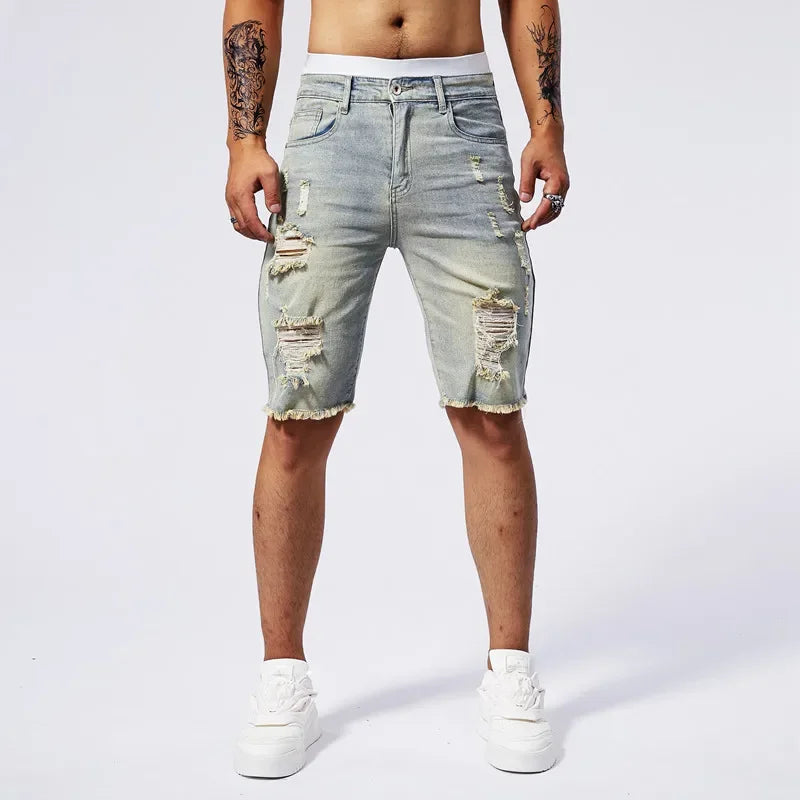 Shred Line Denim Shorts