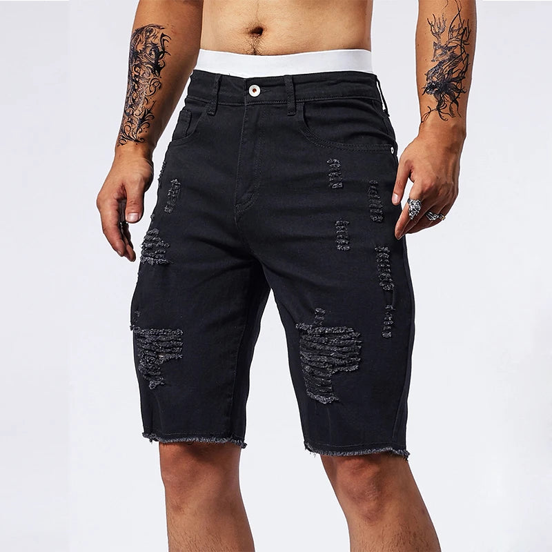 Shred Line Denim Shorts