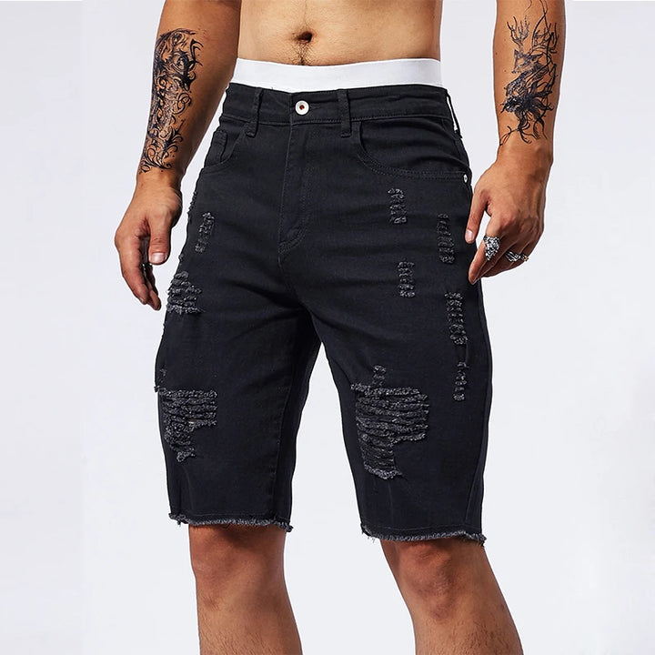 Shred Line Denim Shorts