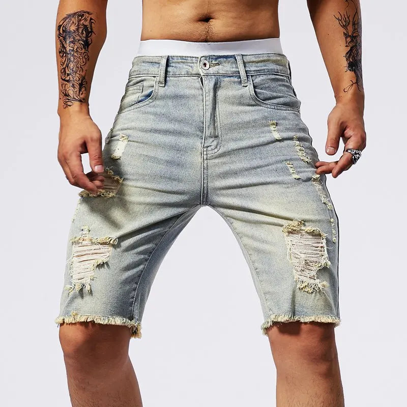 Shred Line Denim Shorts