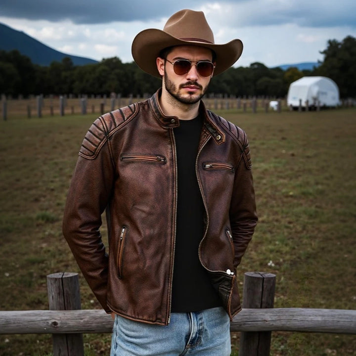 "The Bronco" Cowhide Biker Jacket