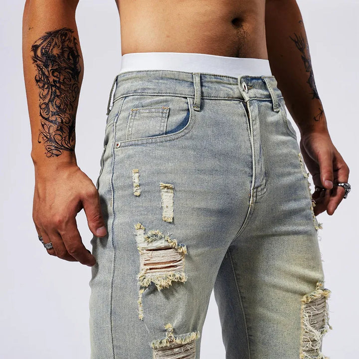 Shred Line Denim Shorts