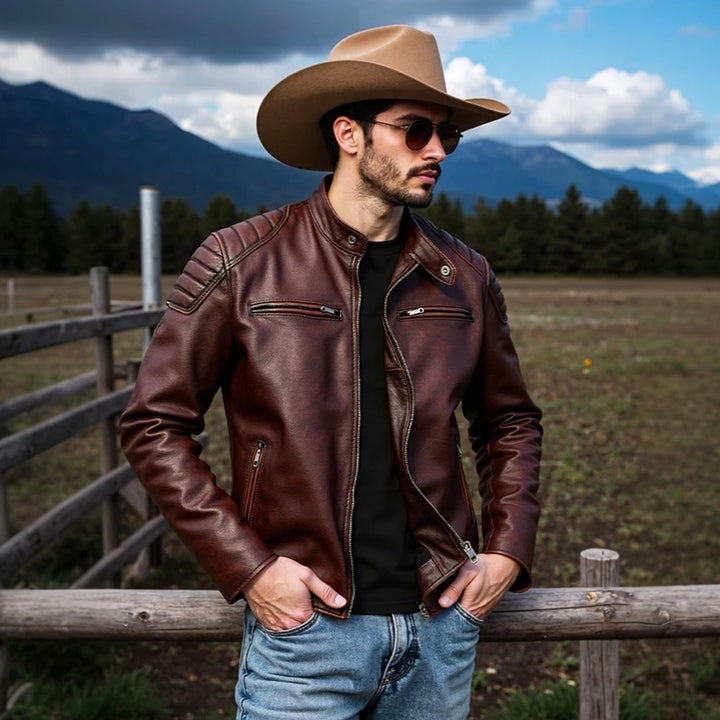 "The Bronco" Cowhide Biker Jacket