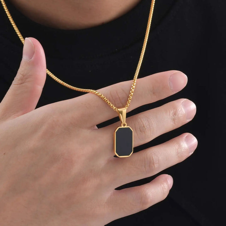 Onyx Stainless Steel Pendent Necklace
